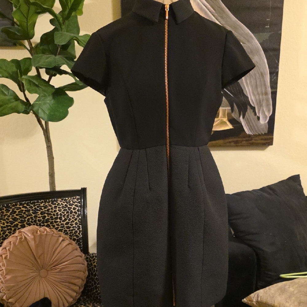 Ted Baker Black Mini Dress with Gold Accents